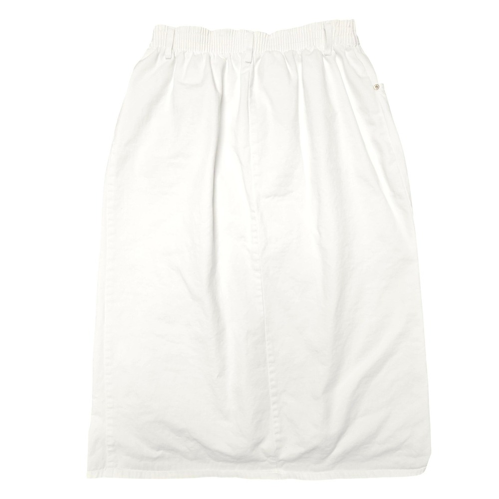 Denim & Co Maxi Skirt Women L White Cotton High Waist Clean Girl Coastal Grandma - Picture 2 of 9